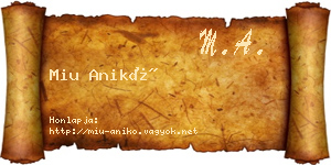 Miu Anikó névjegykártya